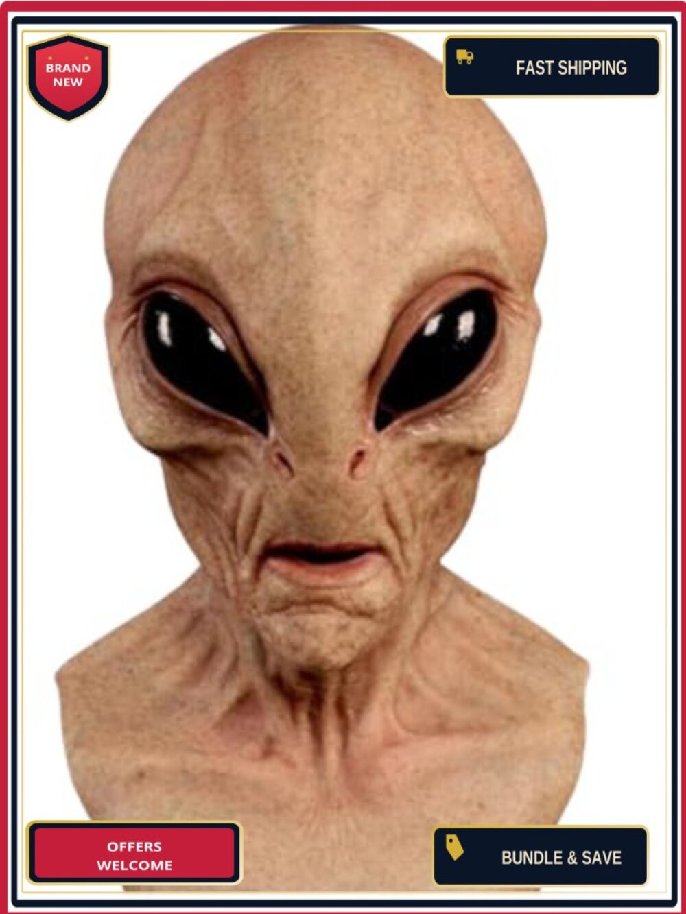 Realistic Latex Alien Mask Scary Halloween Costume Cosplay Adult
